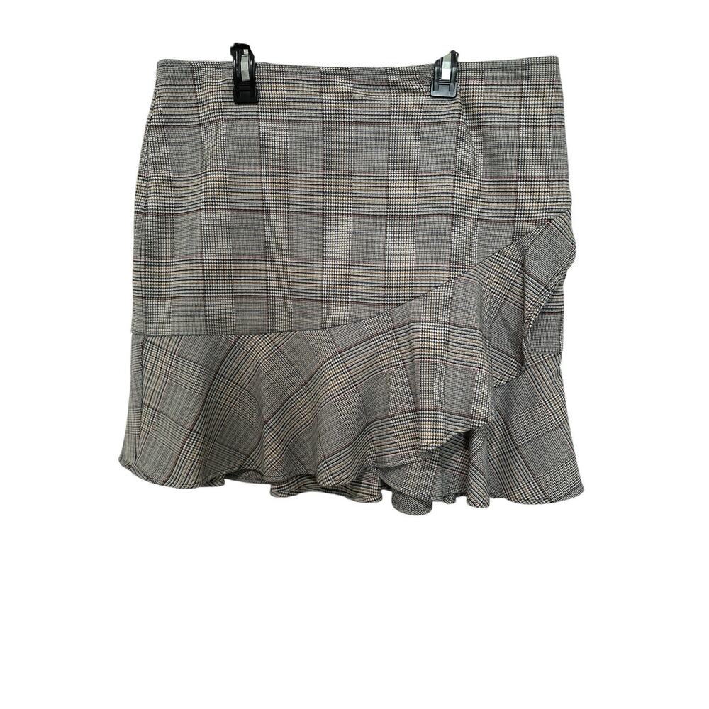 Trina Turk Womens Plaid Mini Skirt, Multicolored Size 12 classic ruffle accent - Picture 2 of 7